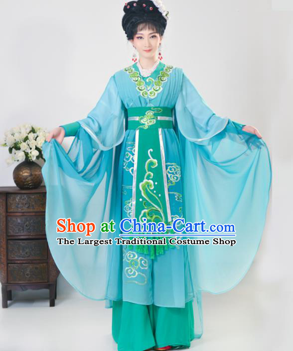 Chinese Traditional Peking Opera Princess Green Costumes Ancient Beijing Opera Diva Clothing for Adults