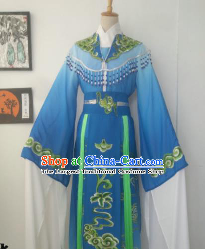 Chinese Traditional Peking Opera Diva Princess Costumes Ancient Beijing Opera Blue Dress for Adults