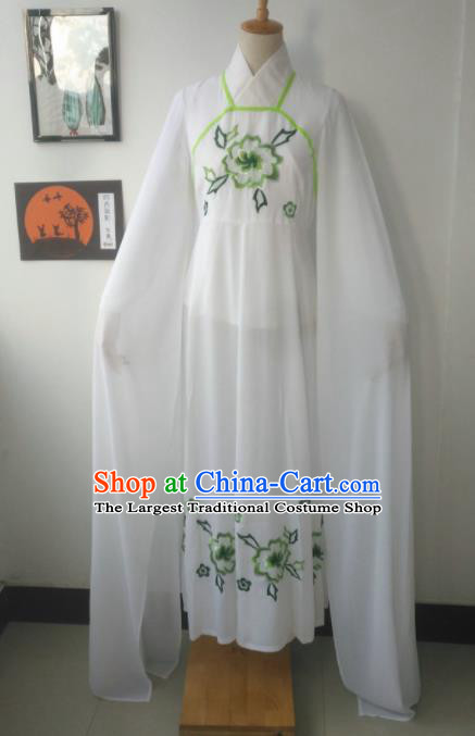 Chinese Traditional Peking Opera Princess Costumes Ancient Fairy Embroidered Green Flowers Dress for Adults