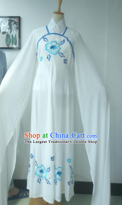 Chinese Traditional Peking Opera Princess Costumes Ancient Fairy Embroidered Blue Flowers Dress for Adults