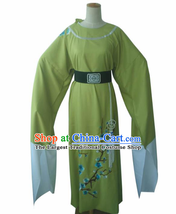 Chinese Traditional Peking Opera Niche Costume Ancient Scholar Green Robe for Adults