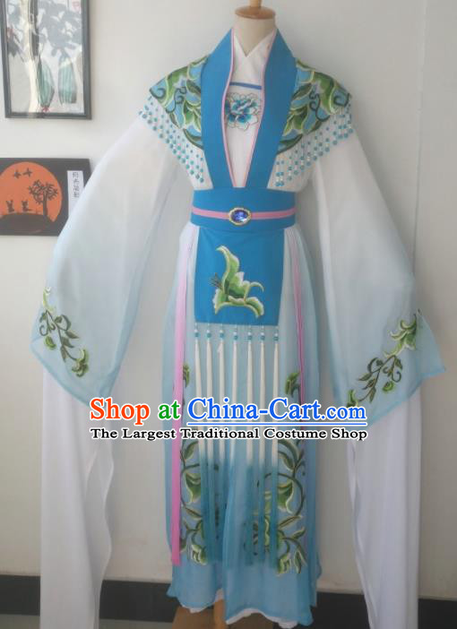 Chinese Traditional Peking Opera Actress Costumes Ancient Imperial Concubine Embroidered Blue Dress for Adults