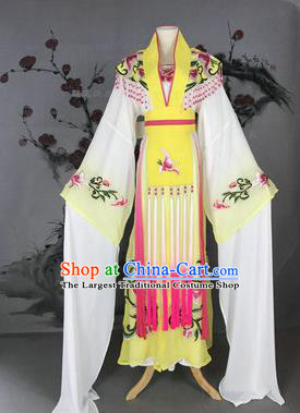 Chinese Traditional Peking Opera Actress Costumes Ancient Imperial Concubine Embroidered Yellow Dress for Adults