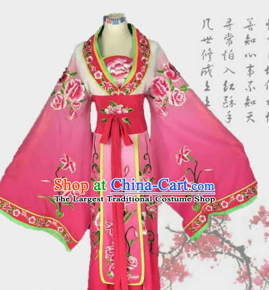 Chinese Traditional Peking Opera Actress Costumes Ancient Palace Princess Rosy Dress for Adults