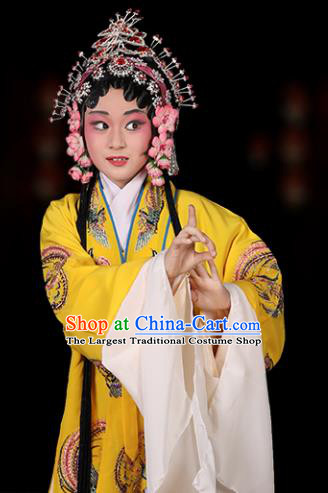 Chinese Traditional Peking Opera Pantaloon Costumes Ancient Dowager Countess Yellow Dress for Kids