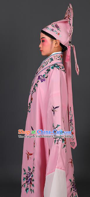 Traditional China Beijing Opera Costume Gifted Scholar Embroidered Robe and Hat Ancient Chinese Peking Opera Embroidery Clothing