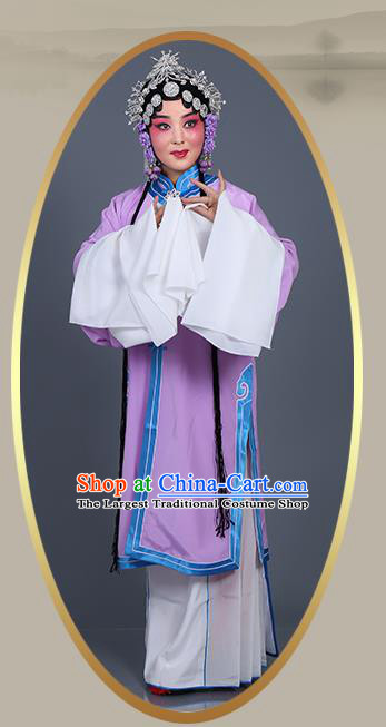 Chinese Traditional Beijing Opera Actress Costumes Ancient Young Mistress Purple Dress for Adults