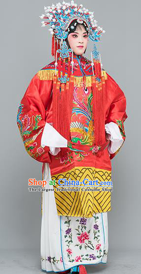 Chinese Traditional Peking Opera Princess Red Costumes Ancient Palace Lady Embroidered Robe for Adults