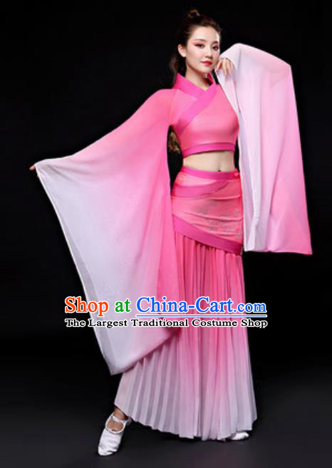 Chinese Traditional Folk Dance Costume Classical Dance Pink Hanfu Dress for Women