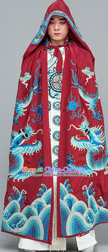 Chinese Traditional Peking Opera Takefu Costume Ancient Changing Faces Purplish Red Cloak for Adults