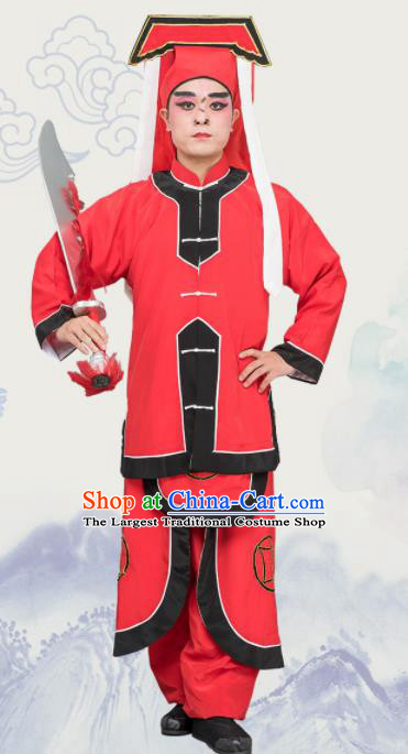 Chinese Traditional Peking Opera Takefu Costume Ancient Executioner Red Clothing for Adults