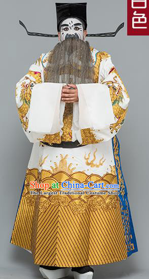 Chinese Traditional Peking Opera Prime Minister Costume Ancient White Embroidered Robe for Adults xxxxxl