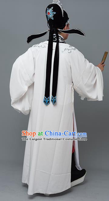 Traditional China Beijing Opera Costume Gifted Scholar Embroidered Robe and Hat Ancient Chinese Peking Opera Embroidery Clothing