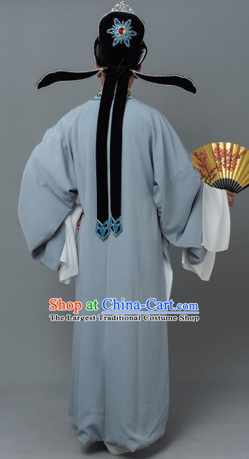 Traditional China Beijing Opera Costume Gifted Scholar Embroidered Robe and Hat Ancient Chinese Peking Opera Embroidery Clothing