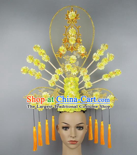 Handmade Halloween Queen Golden Hair Accessories Chinese Stage Performance Hair Clasp Headdress for Women