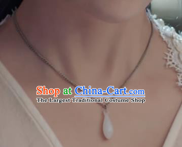 Chinese Traditional Handmade Hanfu Magnolia Flower Necklace Ancient Jade Necklet for Women