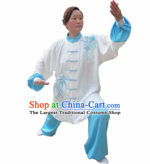 Chinese Traditional Kung Fu Embroidered Bamboo Costumes Martial Arts Tai Chi Training Clothing for Women