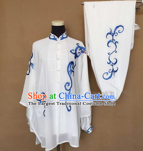 Chinese Traditional Kung Fu Silk Costumes Martial Arts Tai Chi Training Embroidered Clothing for Women