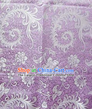 Asian Chinese Traditional Tang Suit Fabric Lilac Brocade Silk Material Classical Pattern Design Drapery