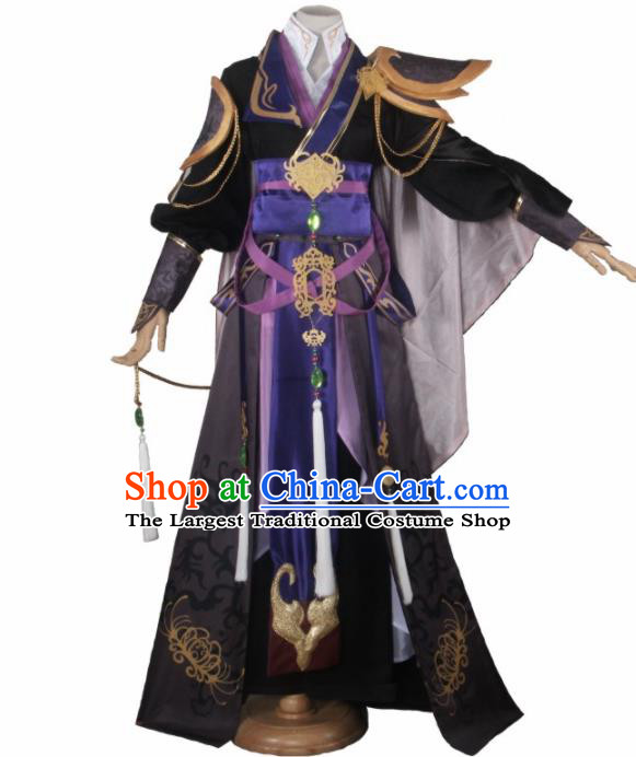 Chinese Traditional Cosplay Prince Black Costumes Ancient Swordsman Clothing for Men