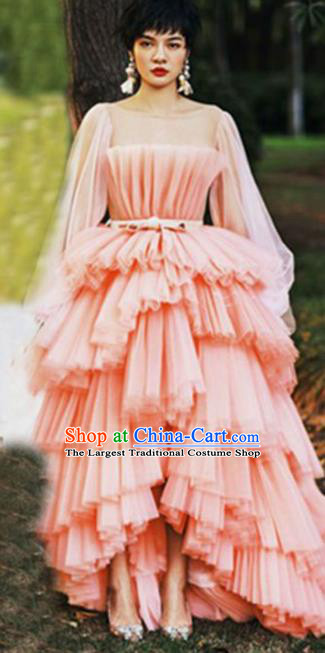 Top Performance Catwalks Costumes Wedding Pink Full Dress for Women