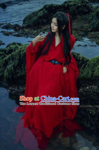 Chinese Traditional Cosplay Costumes Ancient Swordsman Red Clothing for Men