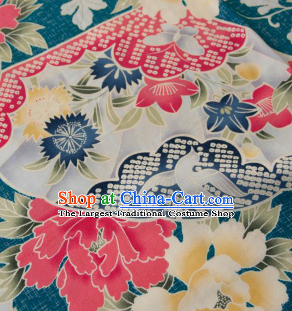 Asian Japanese Traditional Kimono Brocade Fabric Silk Material Classical Peony Pattern Design Drapery
