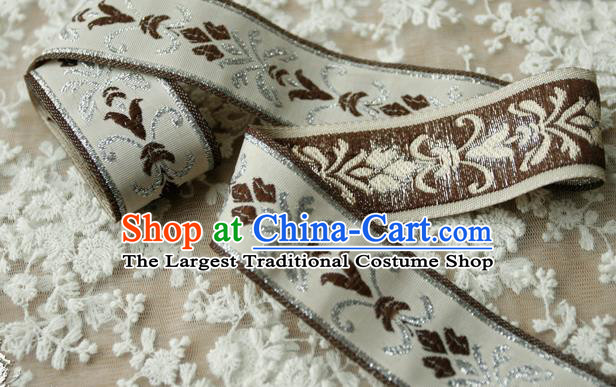 Traditional Chinese Handmade Brown Brocade Belts Ancient Embroidered Lotus Brocade Lace Trimmings Accessories