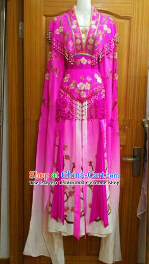 Chinese Traditional Beijing Opera Princess Silk Costumes Ancient Peri Embroidered Rosy Dress for Women