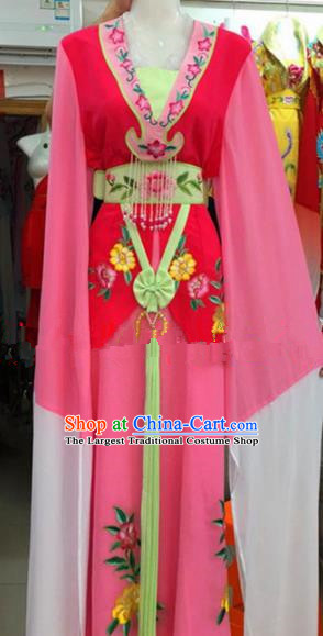 Chinese Traditional Beijing Opera Mui Tsai Pink Dress Ancient Peri Embroidered Costumes for Rich