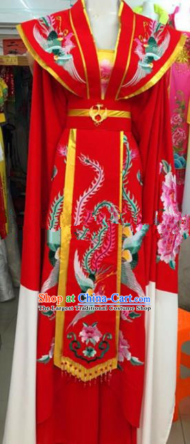 Chinese Traditional Beijing Opera Empress Red Dress Ancient Queen Peri Embroidered Costumes for Rich