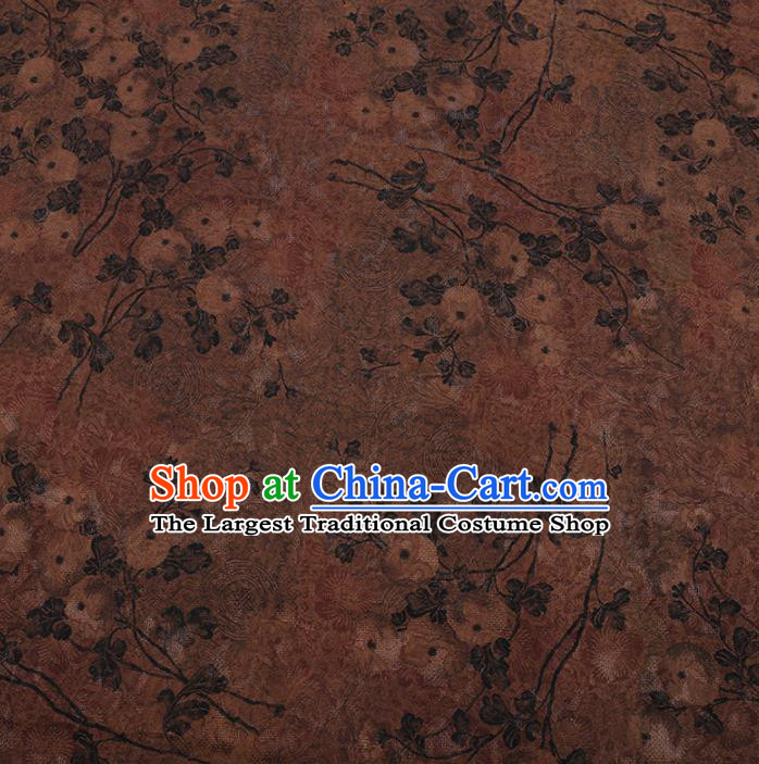 Chinese Traditional Cheongsam Brown Crepe Satin Plain Palace Pattern Silk Fabric Chinese Fabric Asian Material