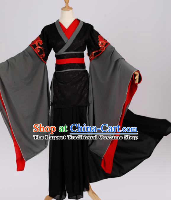 Traditional Chinese Cosplay Swordsman Black Hanfu Clothing Ancient Royal Highness Costume for Men