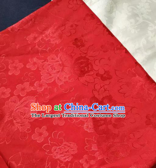 Chinese Royal Red Brocade Palace Traditional Peony Pattern Design Silk Fabric Chinese Fabric Asian Material