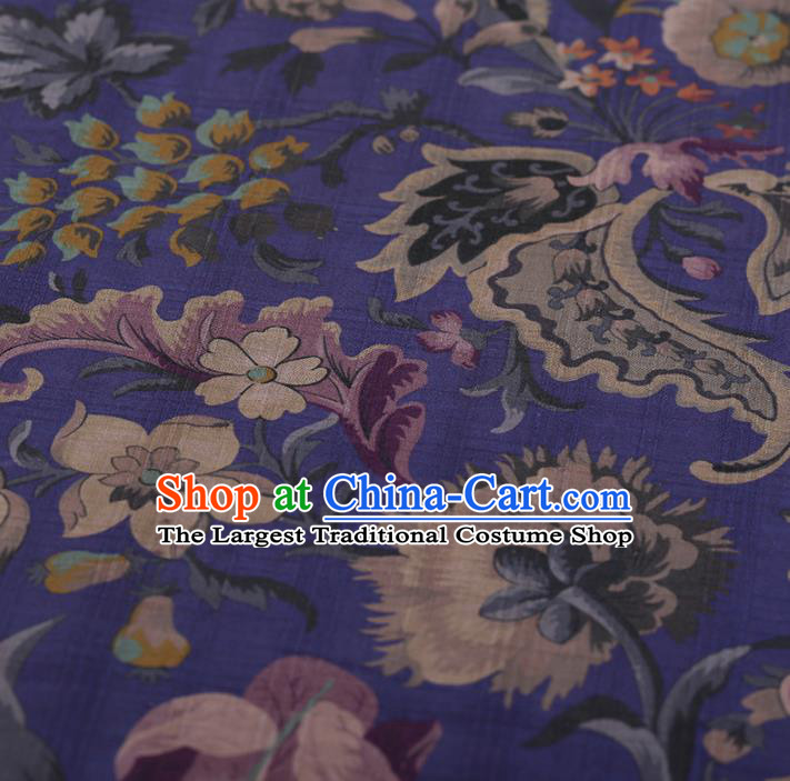 Chinese Traditional Purple Silk Fabric Classical Flowers Pattern Satin Plain Cheongsam Drapery Gambiered Guangdong Gauze