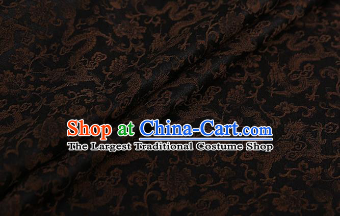 Chinese Classical Silk Fabric Traditional Brown Dragons Pattern Satin Plain Cheongsam Drapery Gambiered Guangdong Gauze