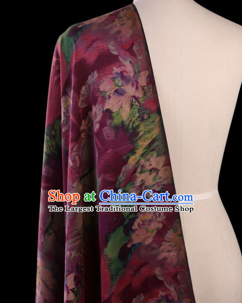 Traditional Chinese Amaranth Gambiered Guangdong Gauze Satin Plain Classical Pattern Cheongsam Silk Drapery
