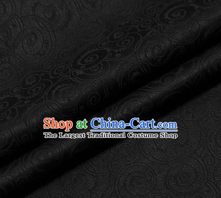 Traditional Chinese Black Brocade Classical Pattern Satin Plain Cheongsam Silk Drapery