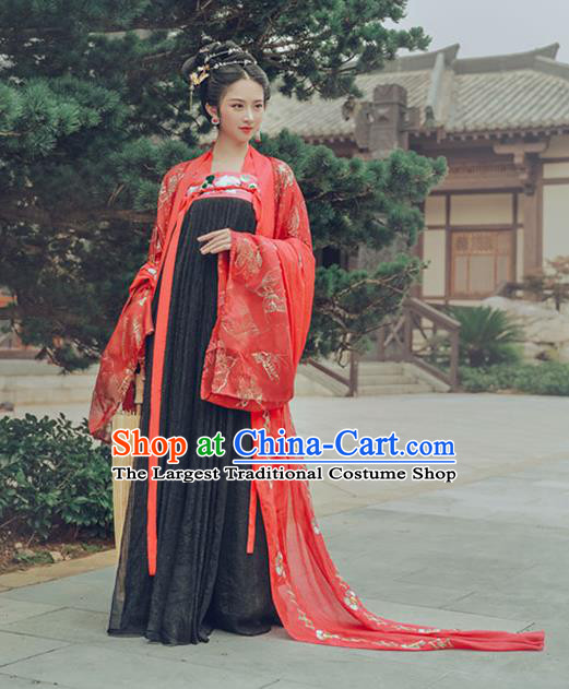 Chinese Ancient Palace Lady Hanfu Han Dynasty Imperial Concubine Queen Embroidered Historical Costumes