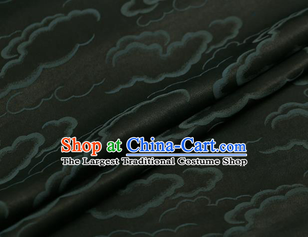 Chinese Traditional Brocade Fabric Palace Green Clouds Pattern Satin Plain Cheongsam Silk Drapery