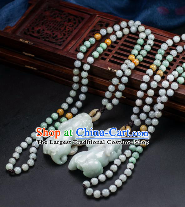 Chinese Traditional Jewelry Accessories Jade Pi Xiu Pendant Ancient Jadeite Necklace