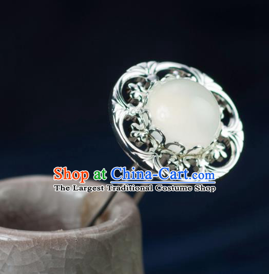 Chinese Traditional Hanfu White Hair Clip Hair Accessories Ancient Classical Hairpins for Women