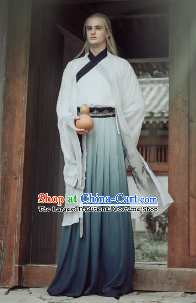 Chinese Ancient Jin Dynasty Scholar Clothing Traditional Nobility Childe Embroidered Costumes for Men
