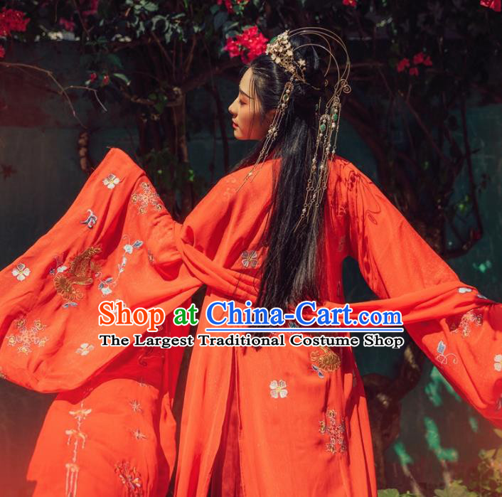 Chinese Ancient Palace Lady Hanfu Han Dynasty Imperial Concubine Queen Embroidered Historical Costumes