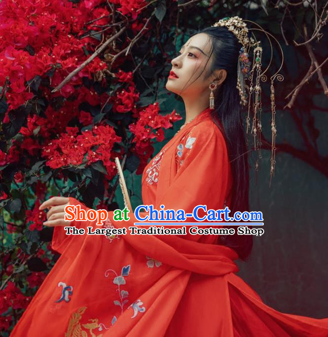 Chinese Ancient Palace Lady Hanfu Han Dynasty Imperial Concubine Queen Embroidered Historical Costumes