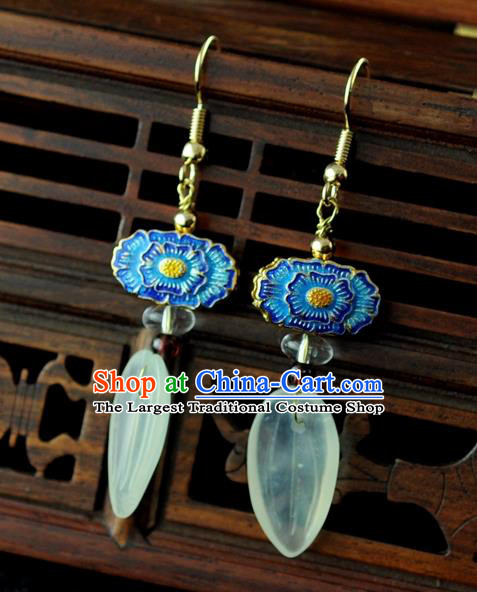 Chinese Traditional Blueing Jewelry Accessories Ancient Hanfu Earrings for Women