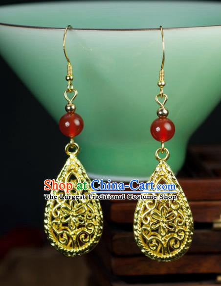 Chinese Traditional Jewelry Accessories Ancient Hanfu Golden Earrings for Women