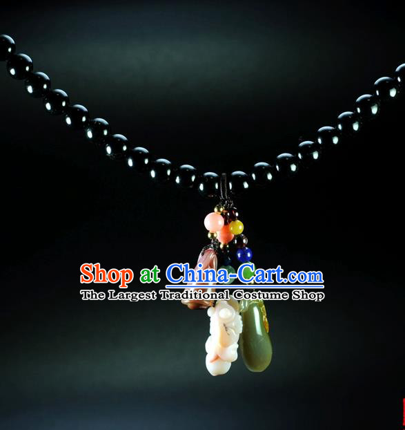 Chinese Traditional Jade Jewelry Accessories Ancient Hanfu Jadeite Necklace for Women