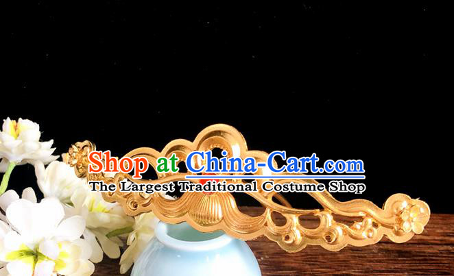 Chinese Classical Hair Accessories Traditional Ancient Hanfu Golden Hair Comb Hairpins for Women