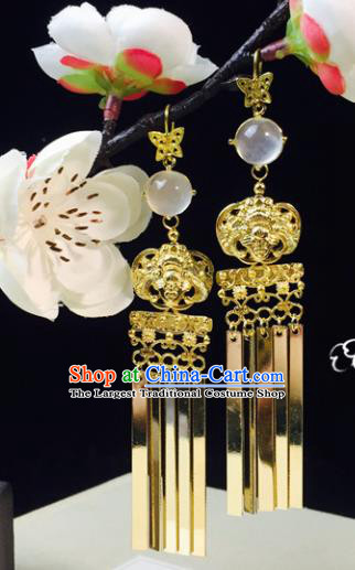 Chinese Classical Jewelry Accessories Traditional Ancient Hanfu Golden Earrings for Women